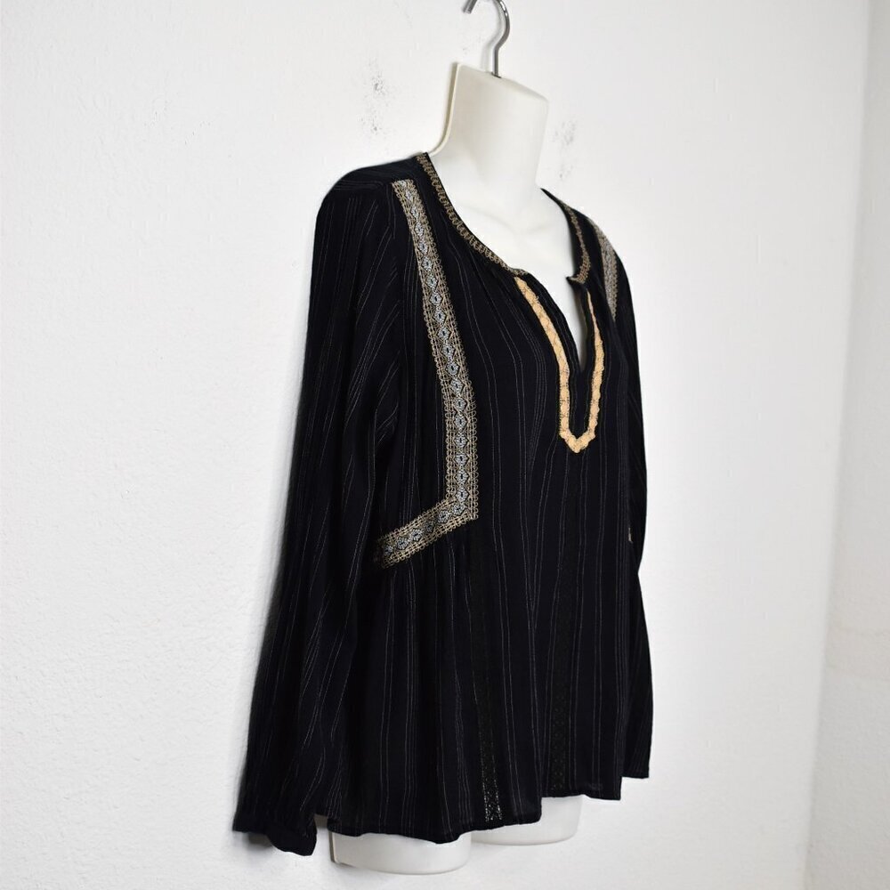 J. Jill Peasant Blouse Sz MP Embroidered Relaxed Fit Boho Cottagecore Neutral - Picture 4 of 15